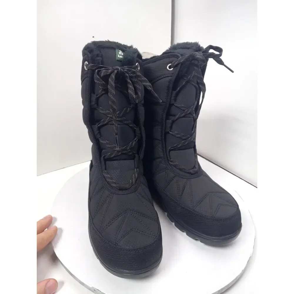 Kamik Hannah BLACK Pull On Waterproof Mid-Calf Snow Boots Womens Sz 10